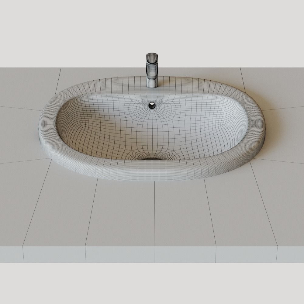 Roca Coral sink 56x48 cm built-in top 327898000 3D model_1