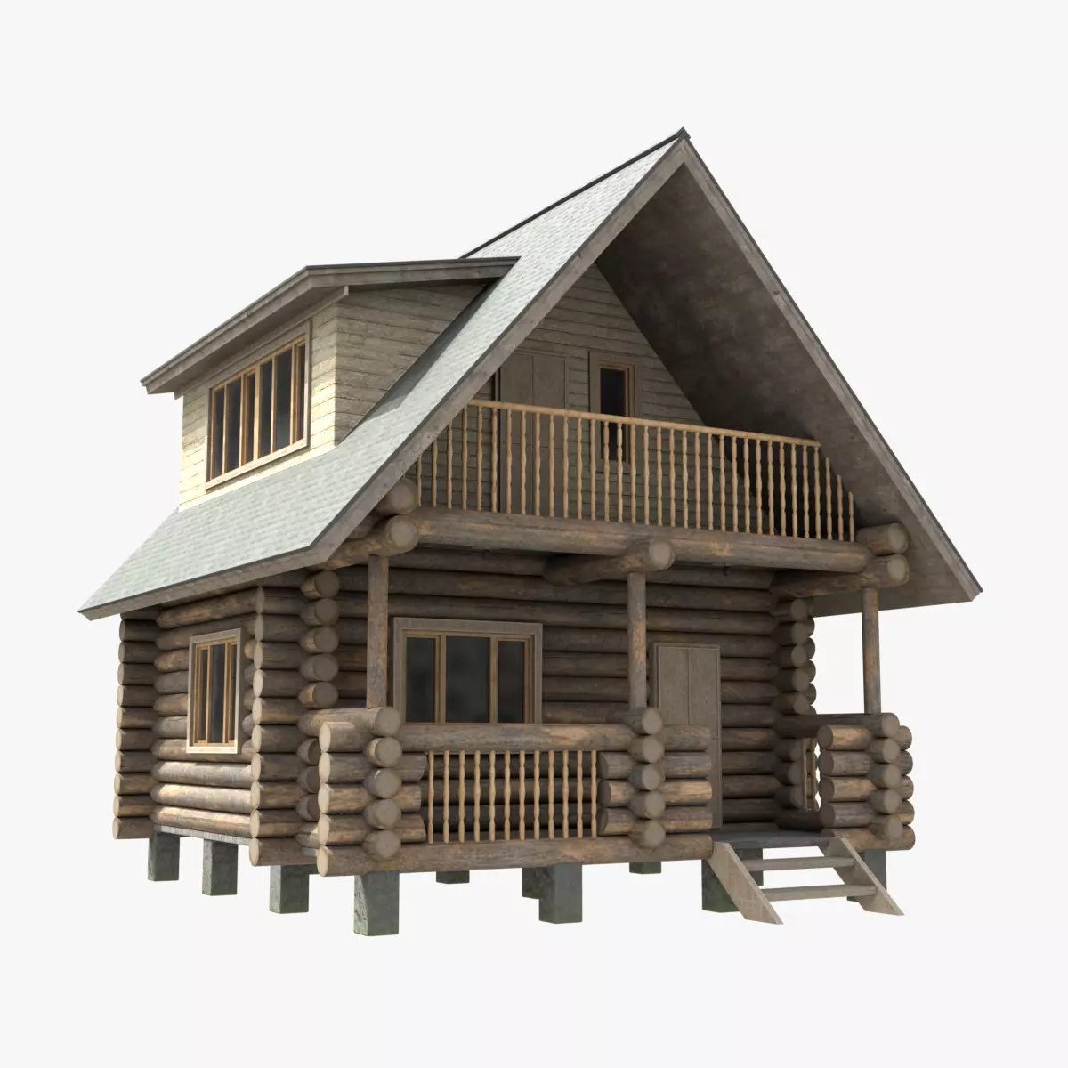 Wooden House Low-poly 3D model