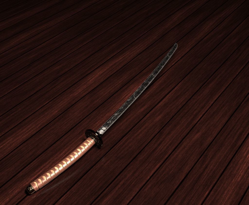 Katana samurai sword Low-poly 3D model_3
