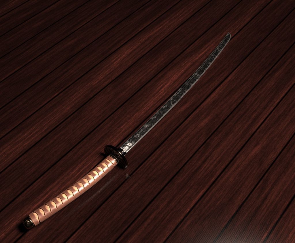 Katana samurai sword Low-poly 3D model_4