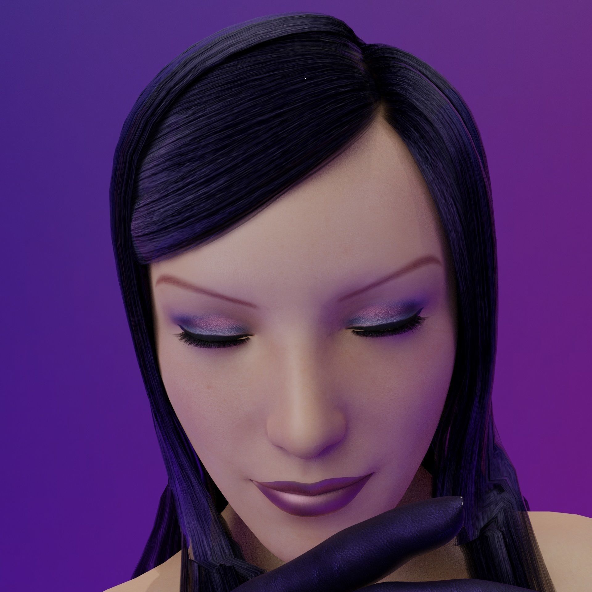 Violet Female Character Scene 3D model_1