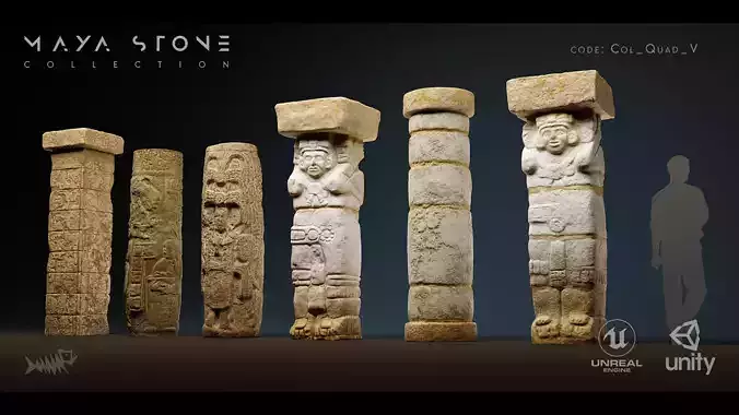Mayan Stone 04 PBR 4K Low-poly 3D model