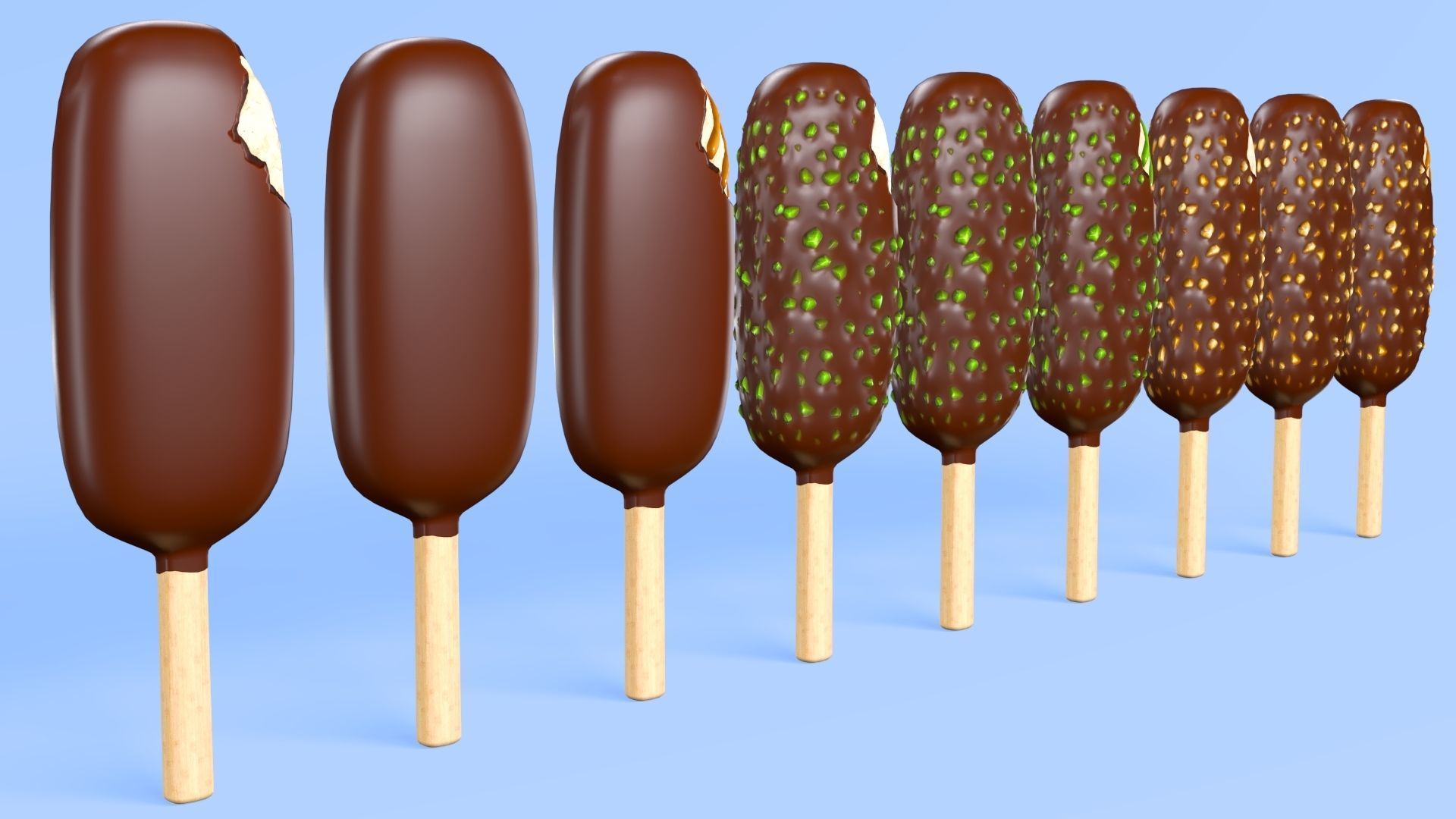 Popsicles Low-poly 3D model_4