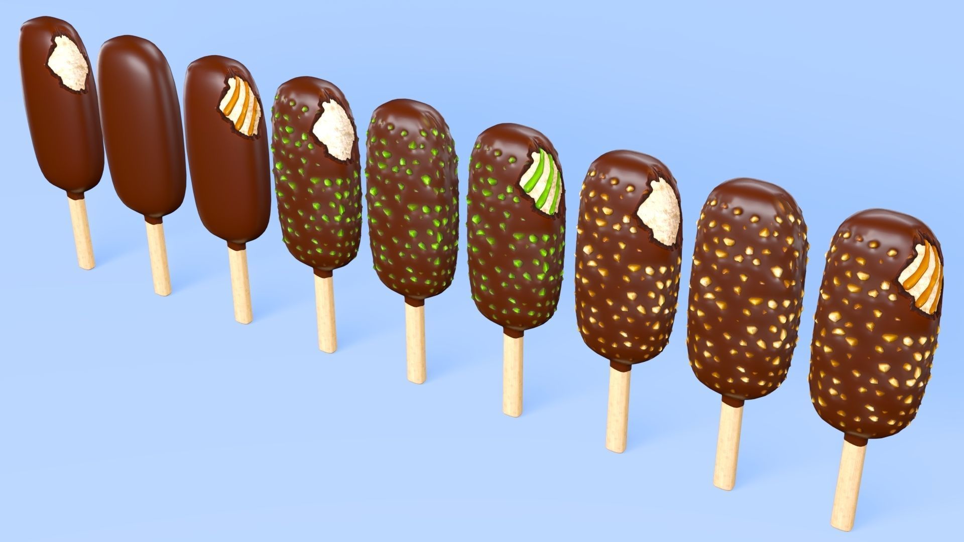Popsicles Low-poly 3D model_5