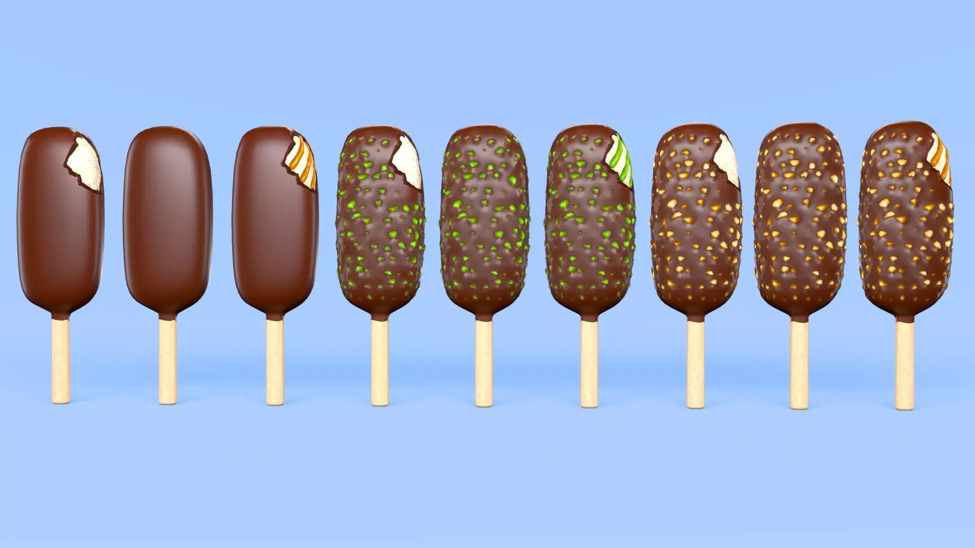 Popsicles Low-poly 3D model_0