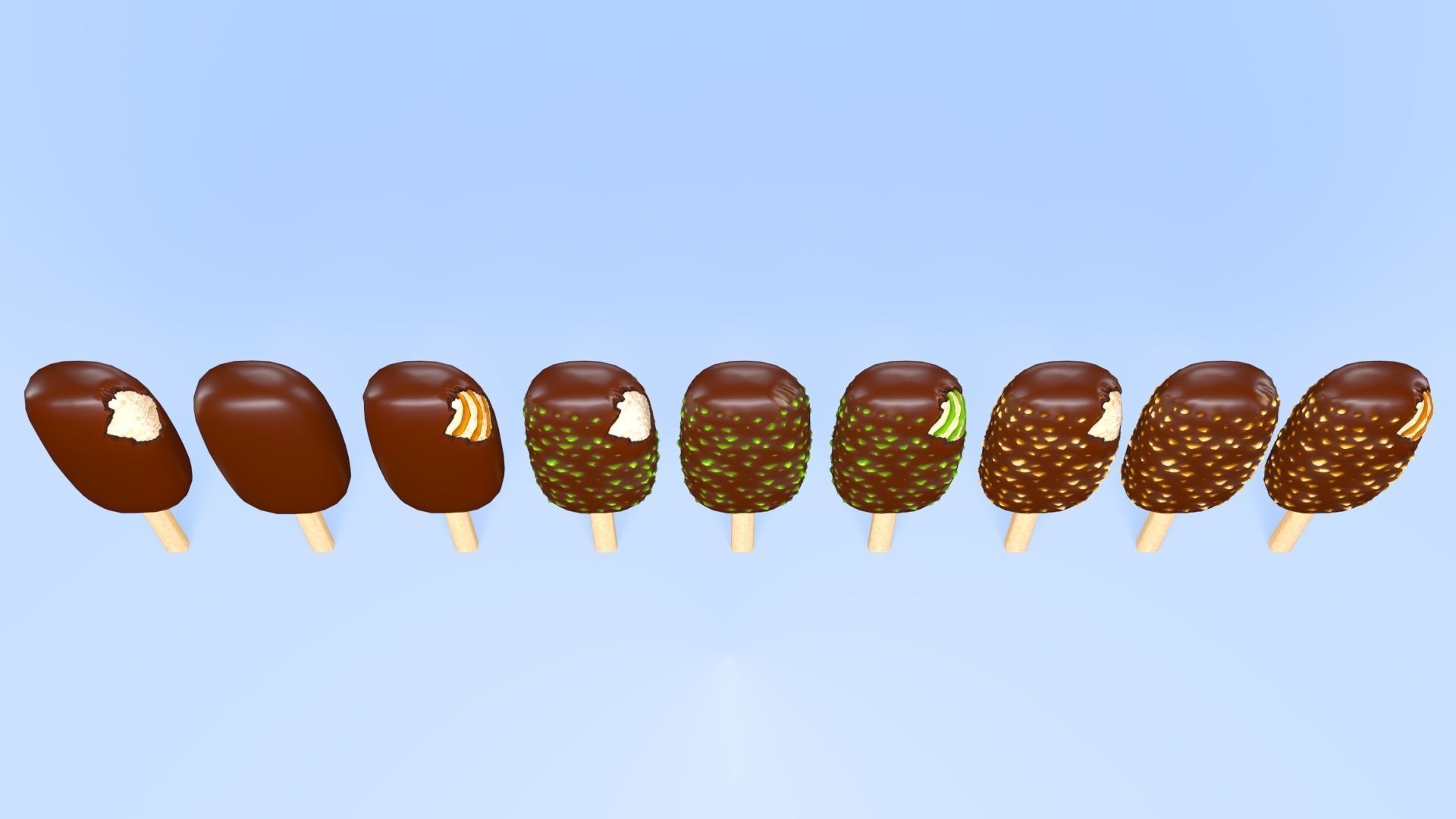 Popsicles Low-poly 3D model_2