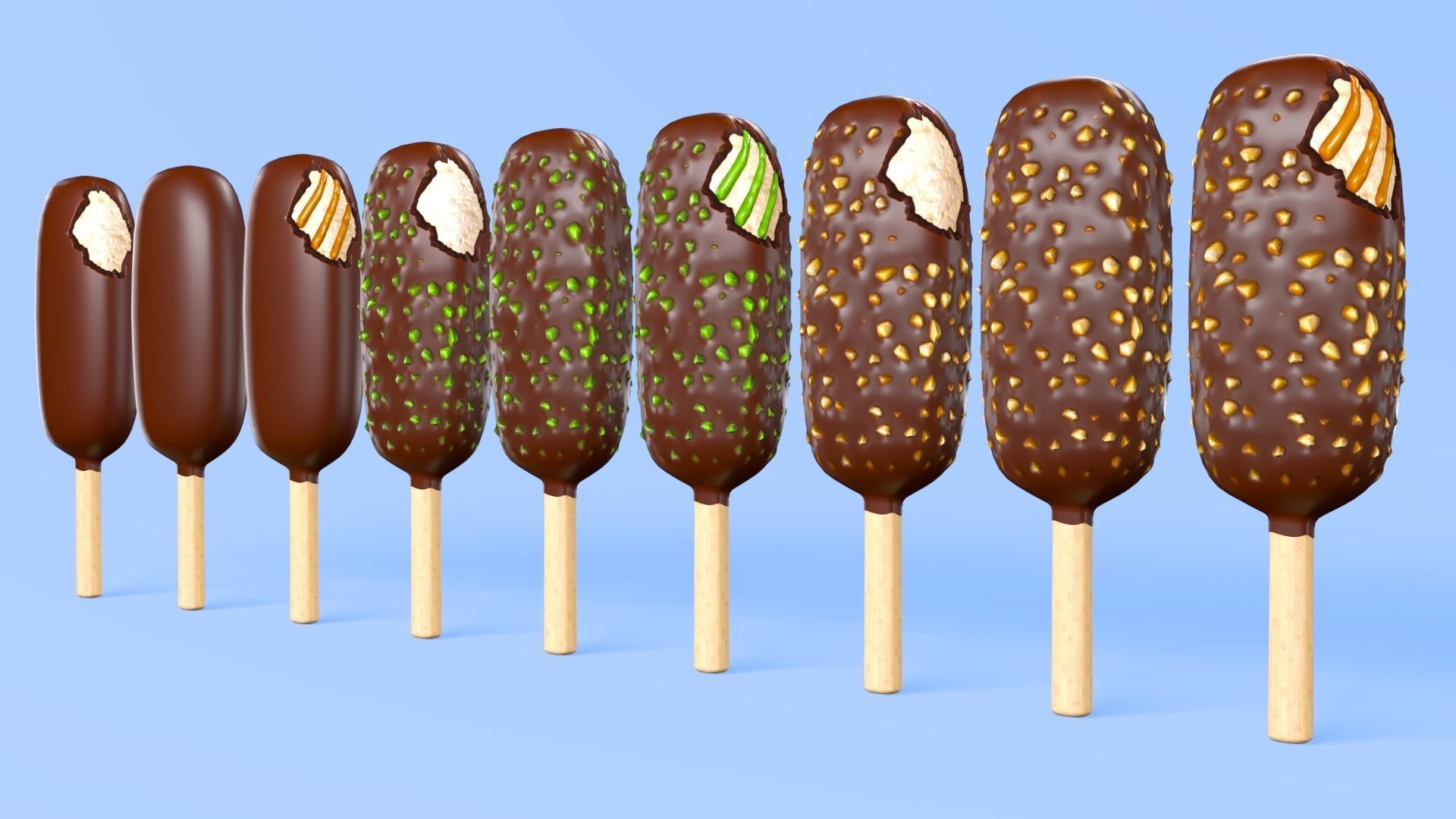 Popsicles Low-poly 3D model_3