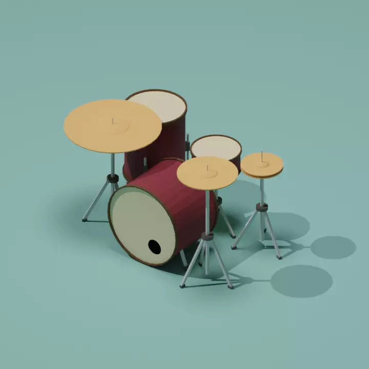 DRUM LOW POLY set 3D model_0