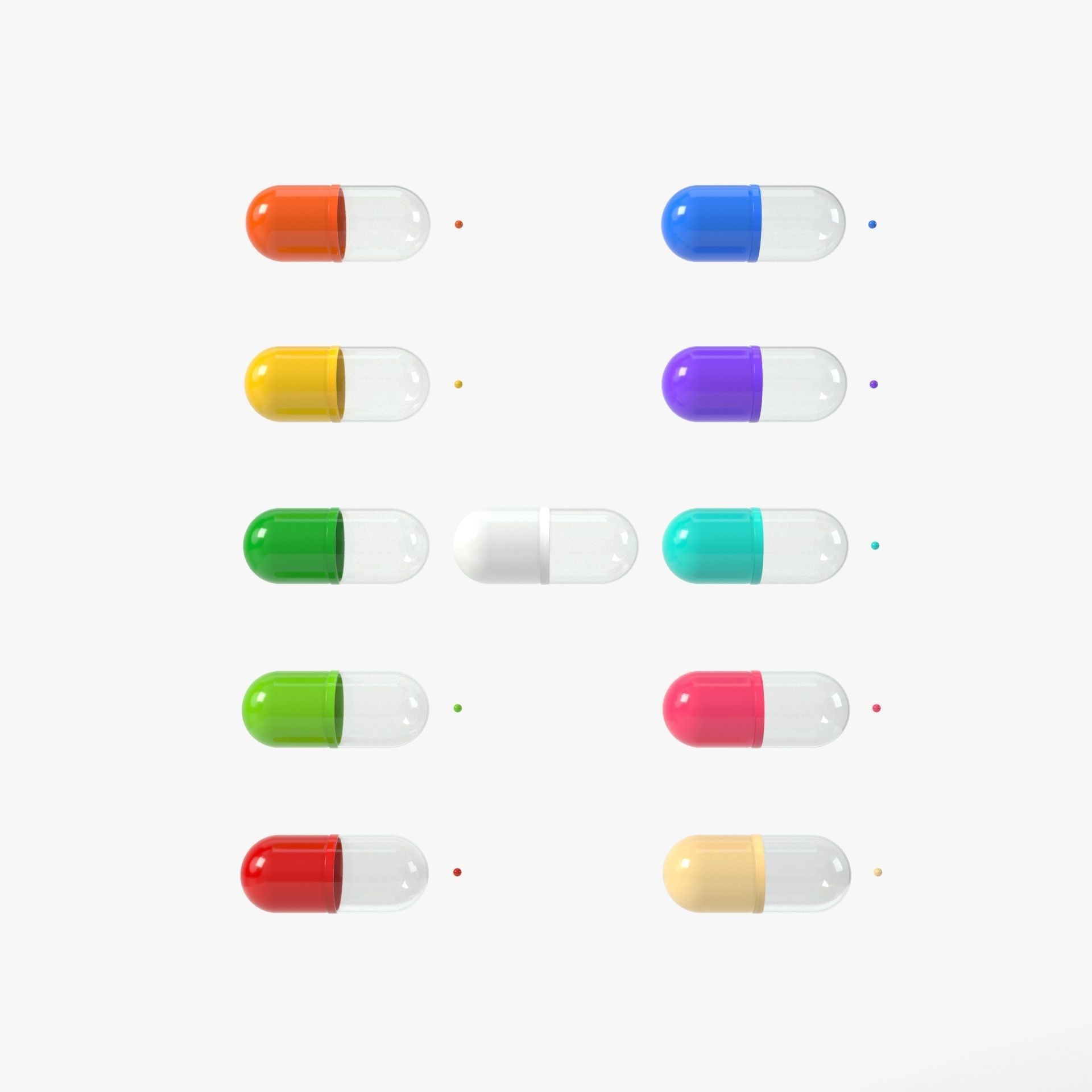 Capsule pill with 4K PBR tex and color variations 3D model_2