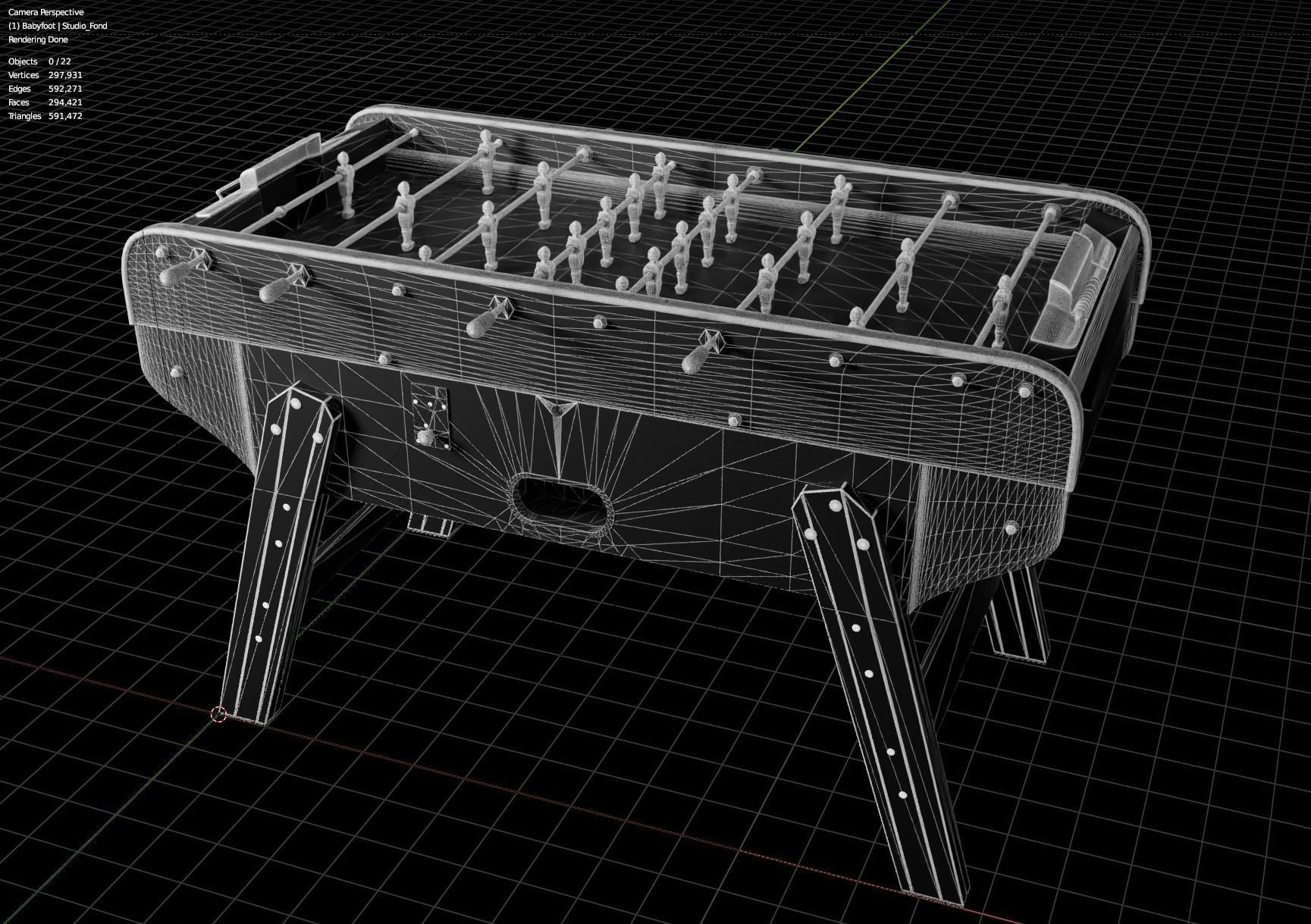 Babyfoot foosball table 3D model_1