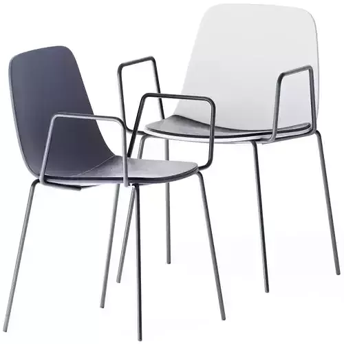 Maarten Upholstered Plastic Four Legs Armrest Chair by Viccarbe