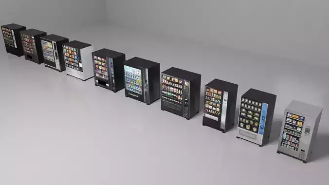 Snacks Vending Machines Set Low-poly 3D model