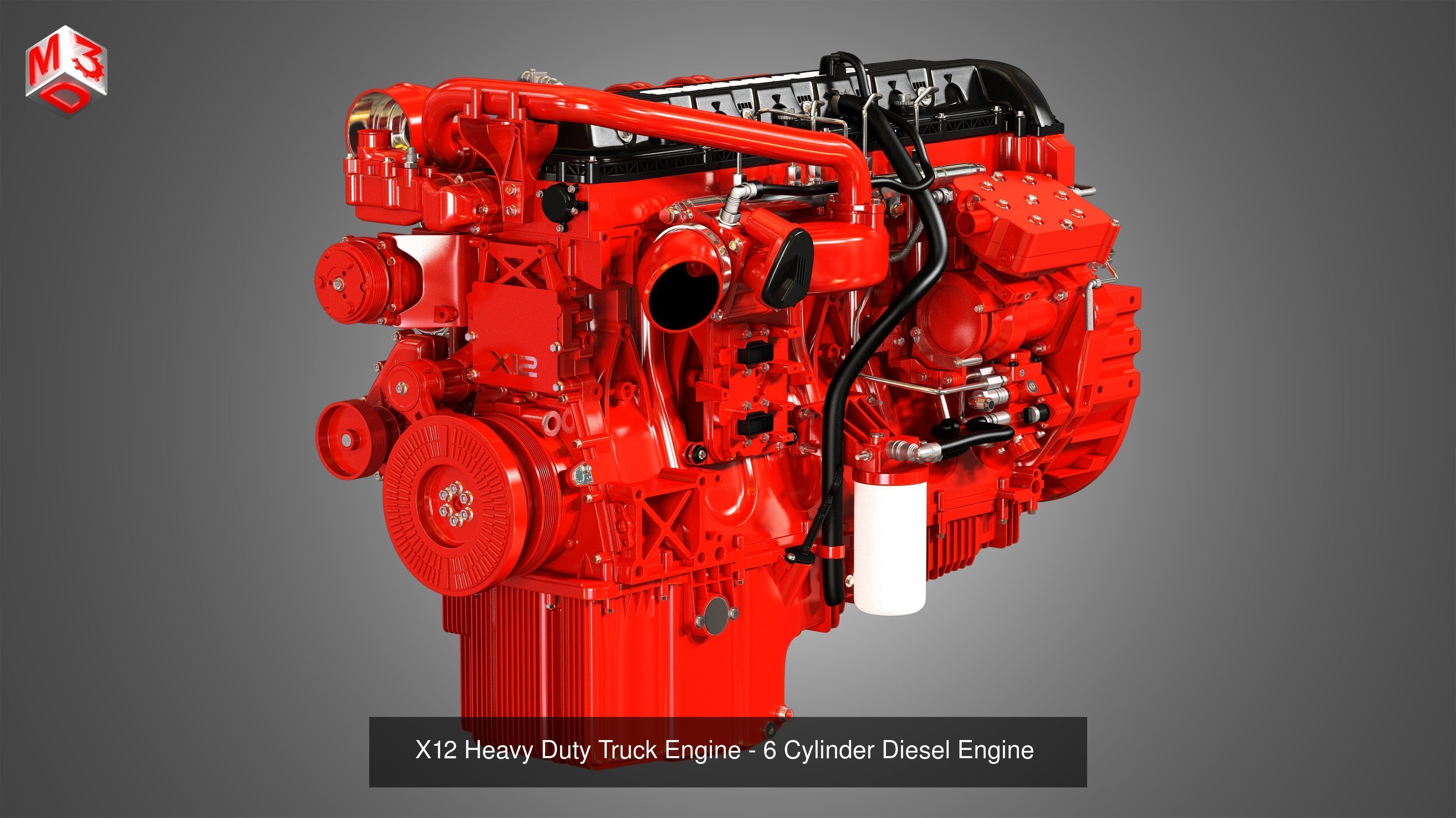 Cummins - 6 Cylinders Diesel Engines 3 in 1 3D Model Collection_3