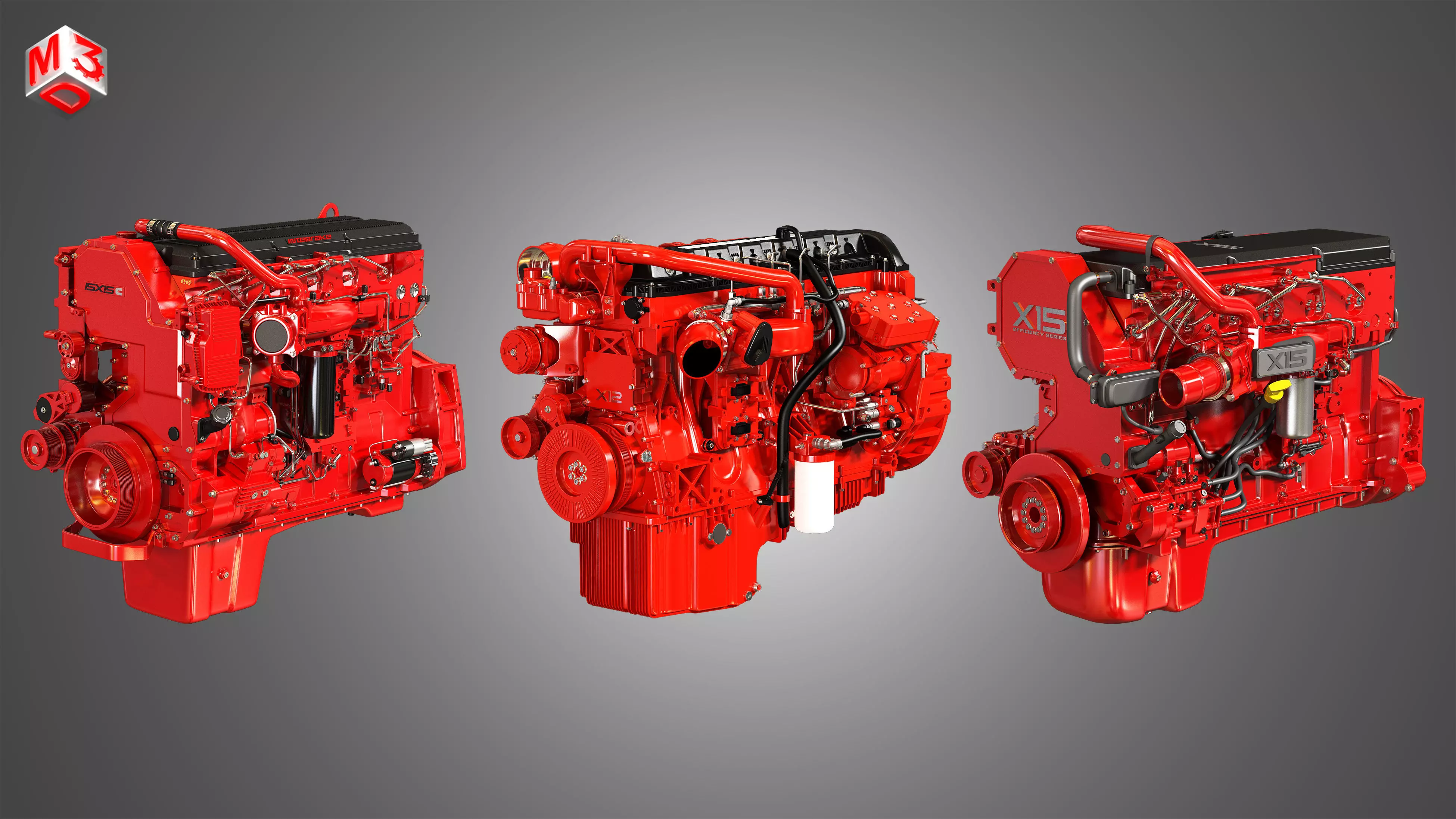 Cummins - 6 Cylinders Diesel Engines 3 in 1 3D Model Collection_0