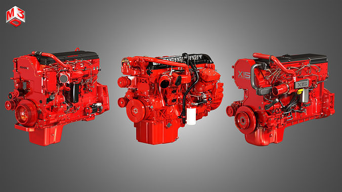 Cummins - 6 Cylinders Diesel Engines 3 in 1 3D Model Collection