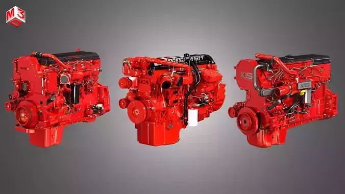 Cummins - 6 Cylinders Diesel Engines 3 in 1 3D Model Collection