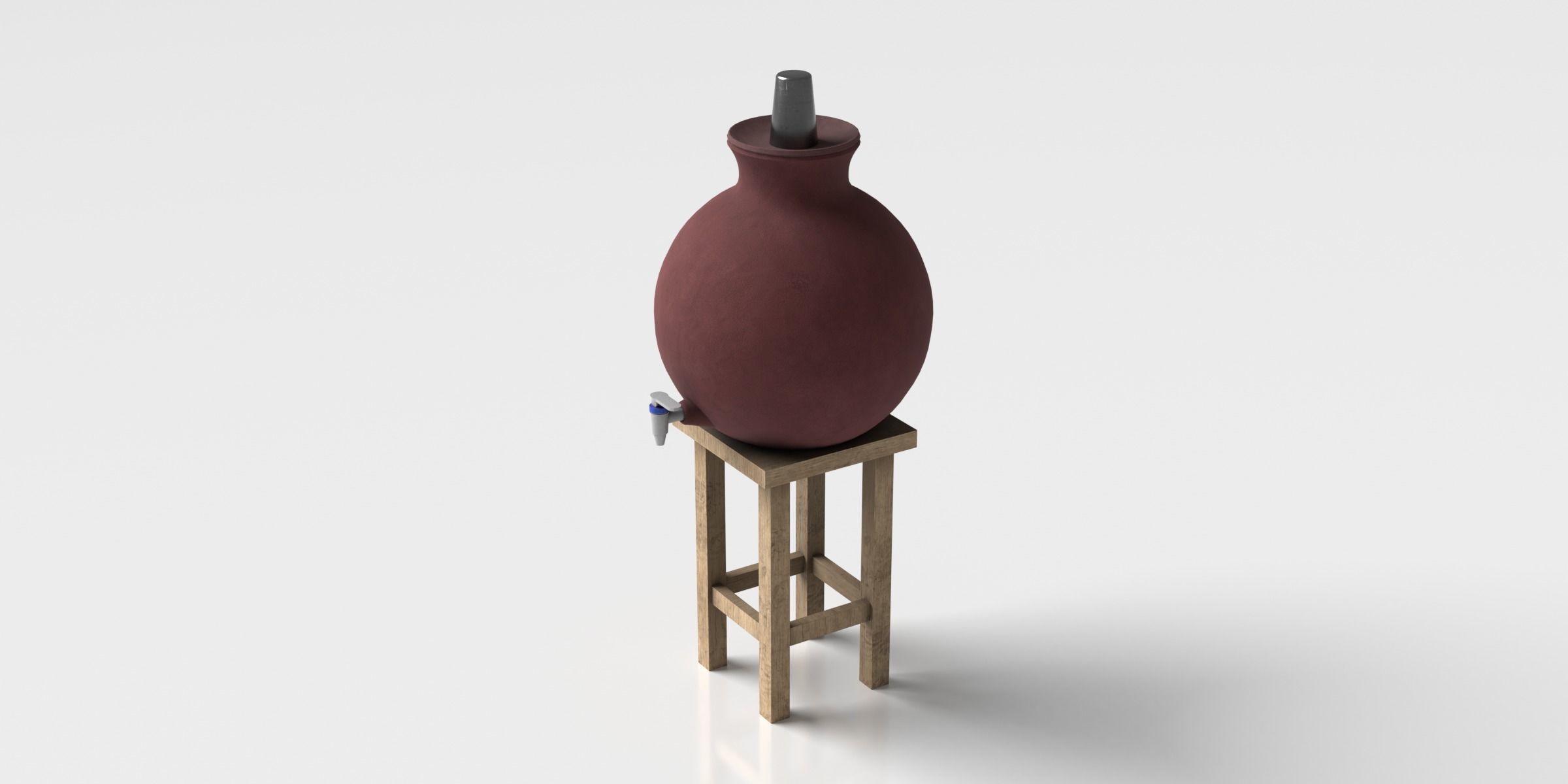 Clay Pot Set Low-poly 3D model_2
