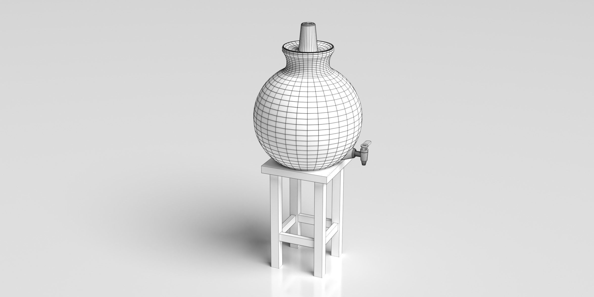 Clay Pot Set Low-poly 3D model_5