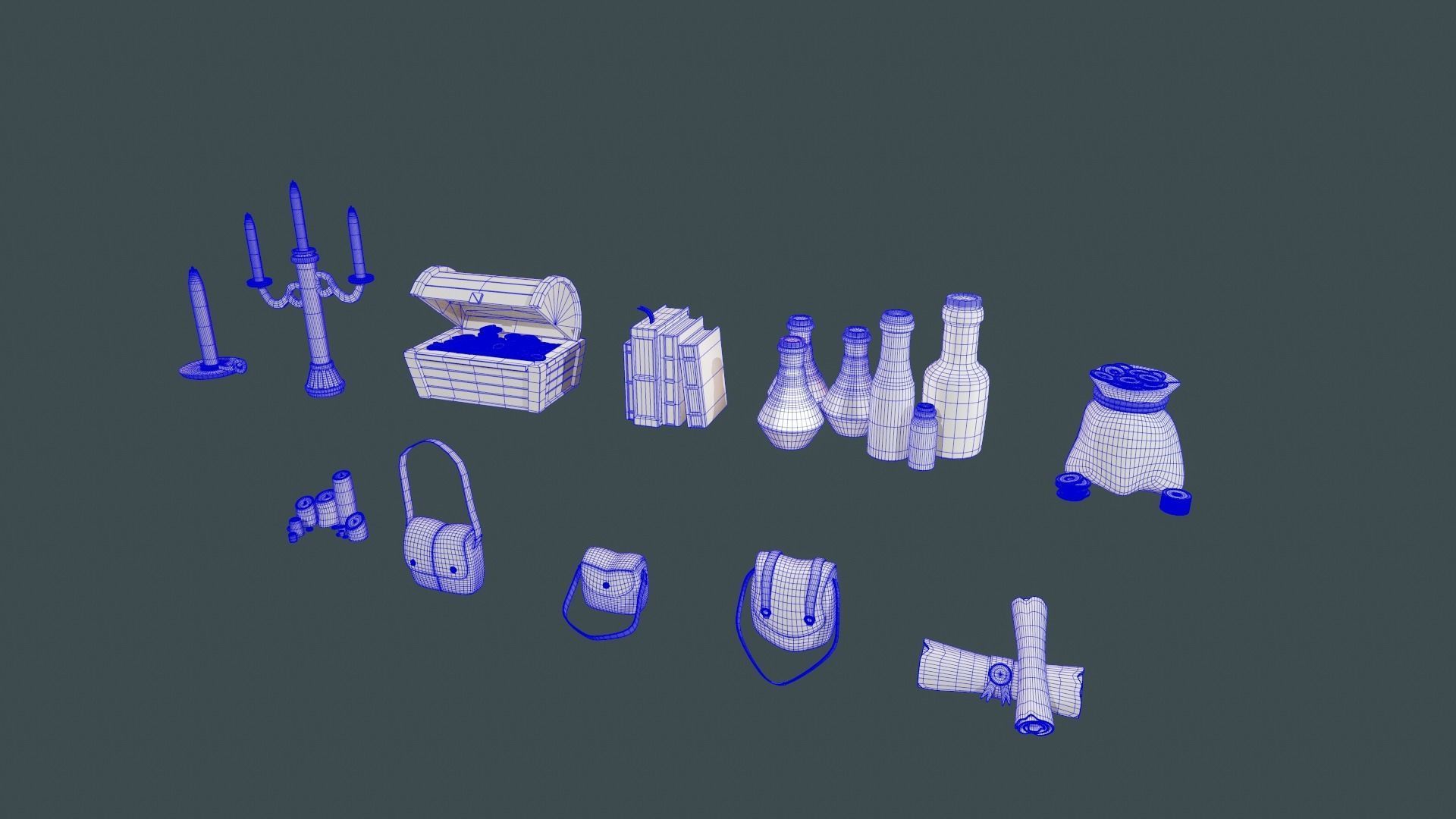 RPG BUNDLE - 10 ASSETS ITENS for a Rpg Adventure Free low-poly 3D model_6