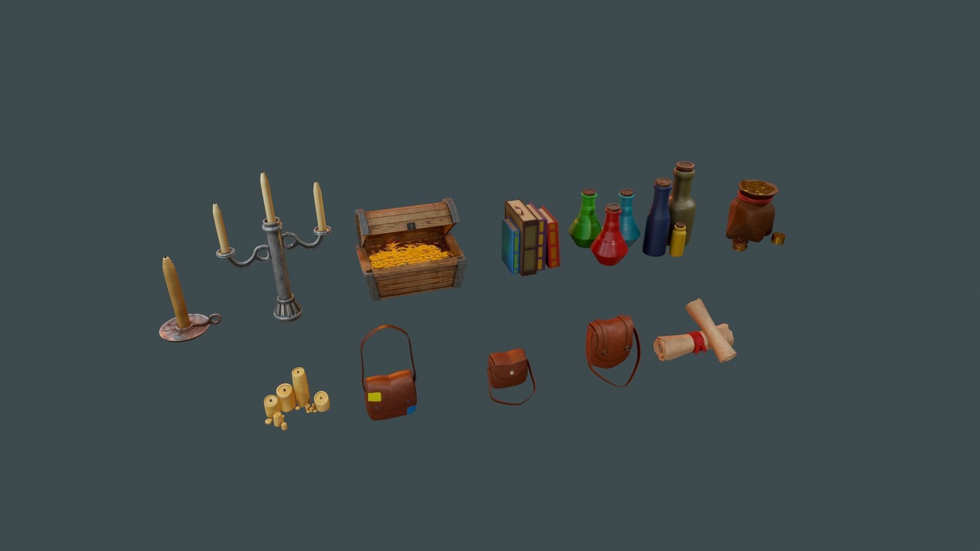 RPG BUNDLE - 10 ASSETS ITENS for a Rpg Adventure Free low-poly 3D model_3