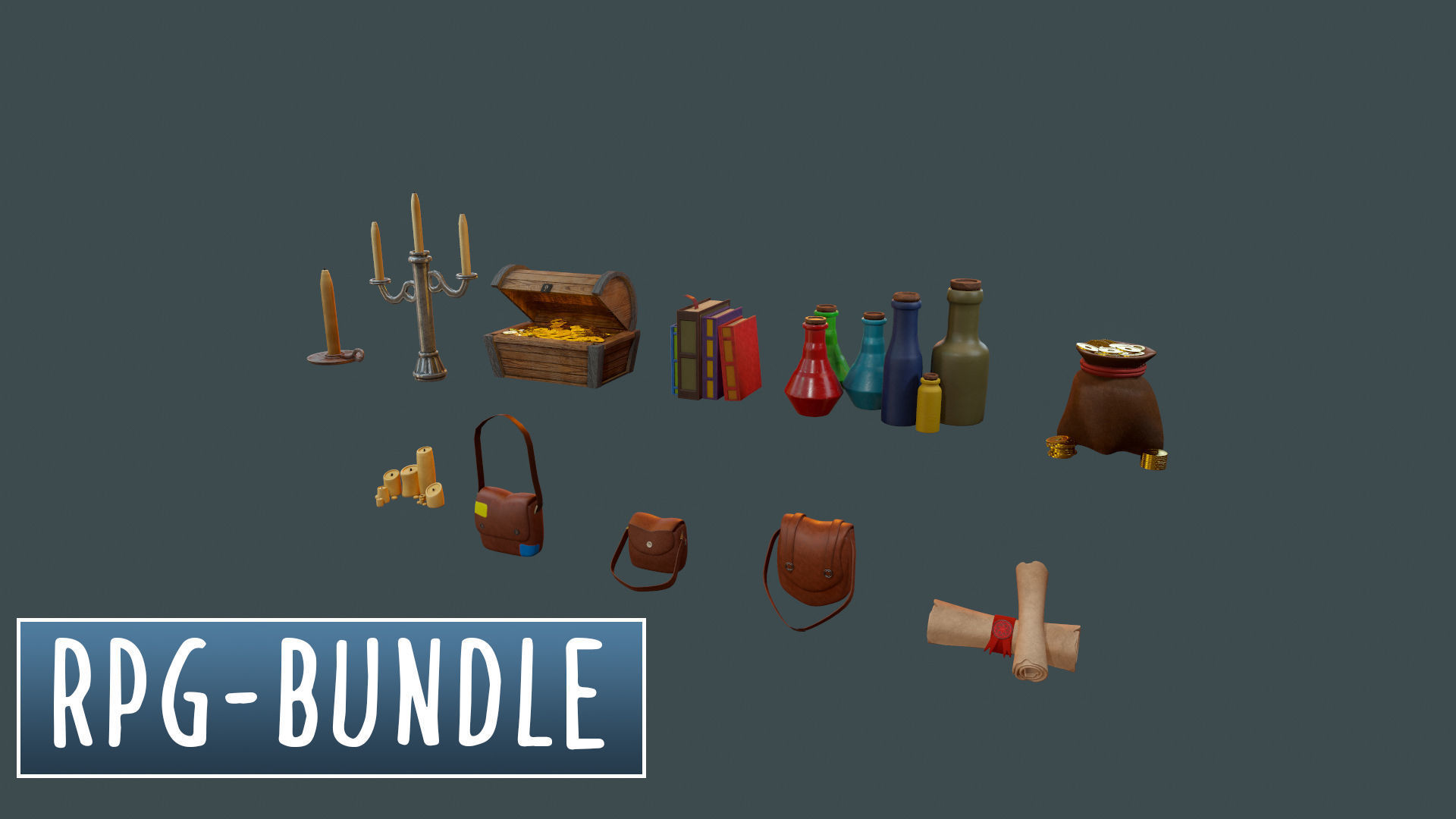 RPG BUNDLE - 10 ASSETS ITENS for a Rpg Adventure Free low-poly 3D model_2