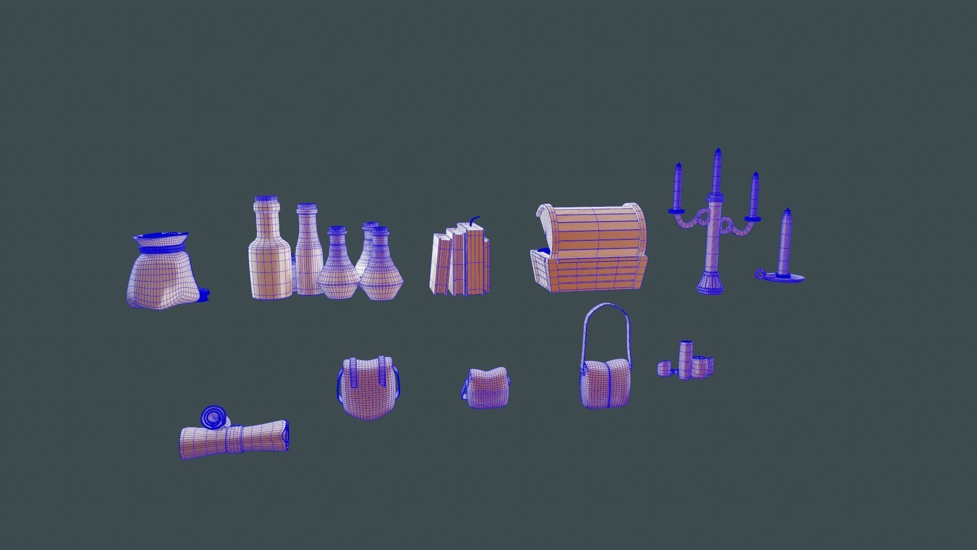RPG BUNDLE - 10 ASSETS ITENS for a Rpg Adventure Free low-poly 3D model_5
