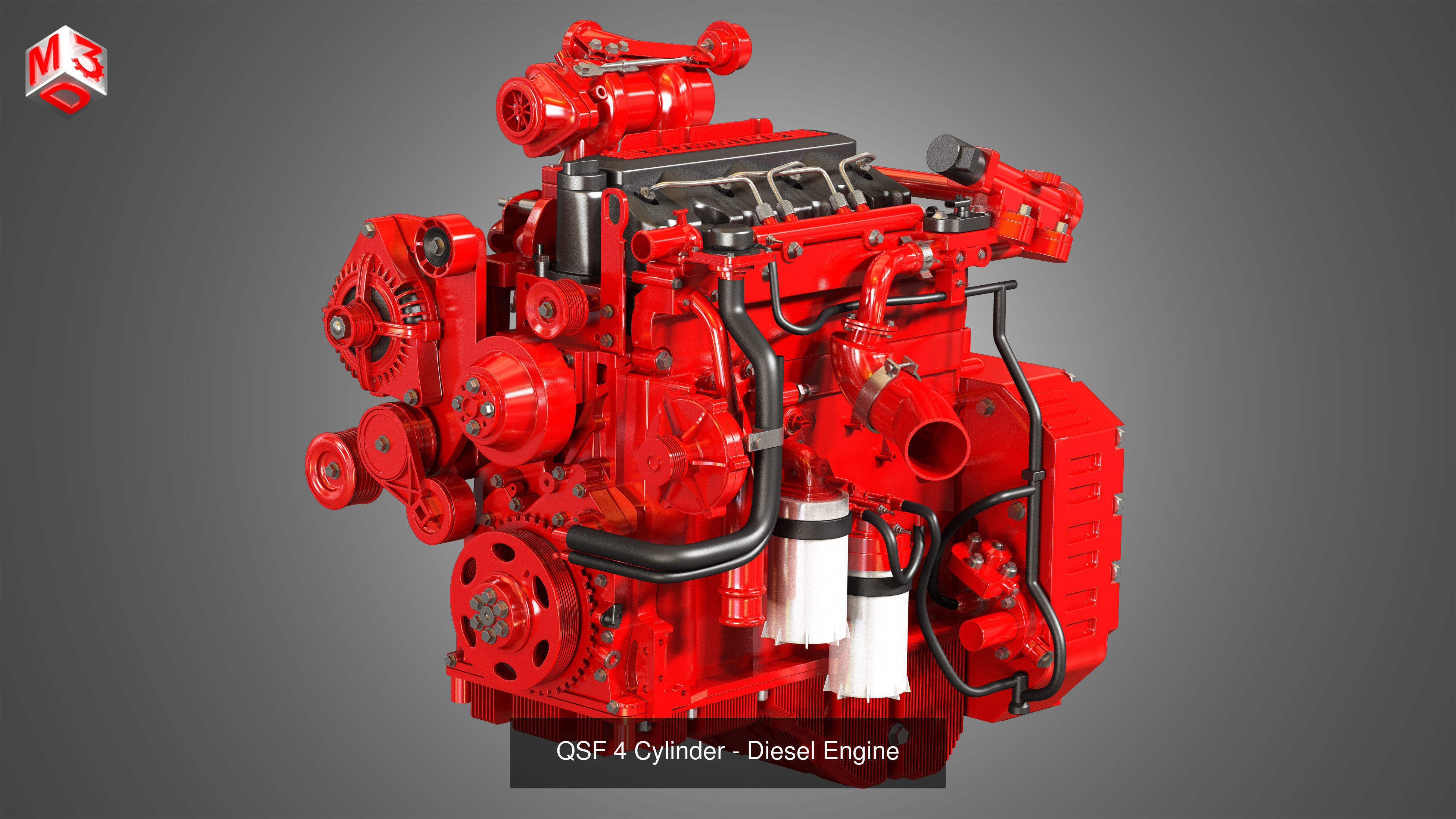 4 Cylinders Diesel Engines 3 in 1 3D Model Collection_1