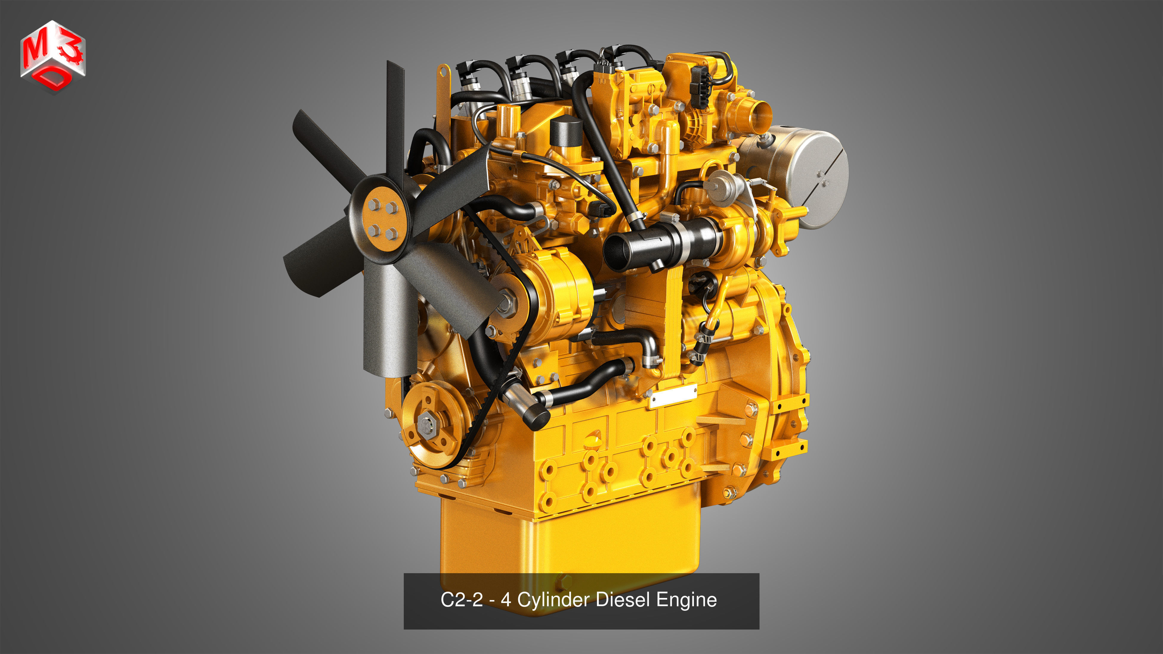 4 Cylinders Diesel Engines 3 in 1 3D Model Collection_2