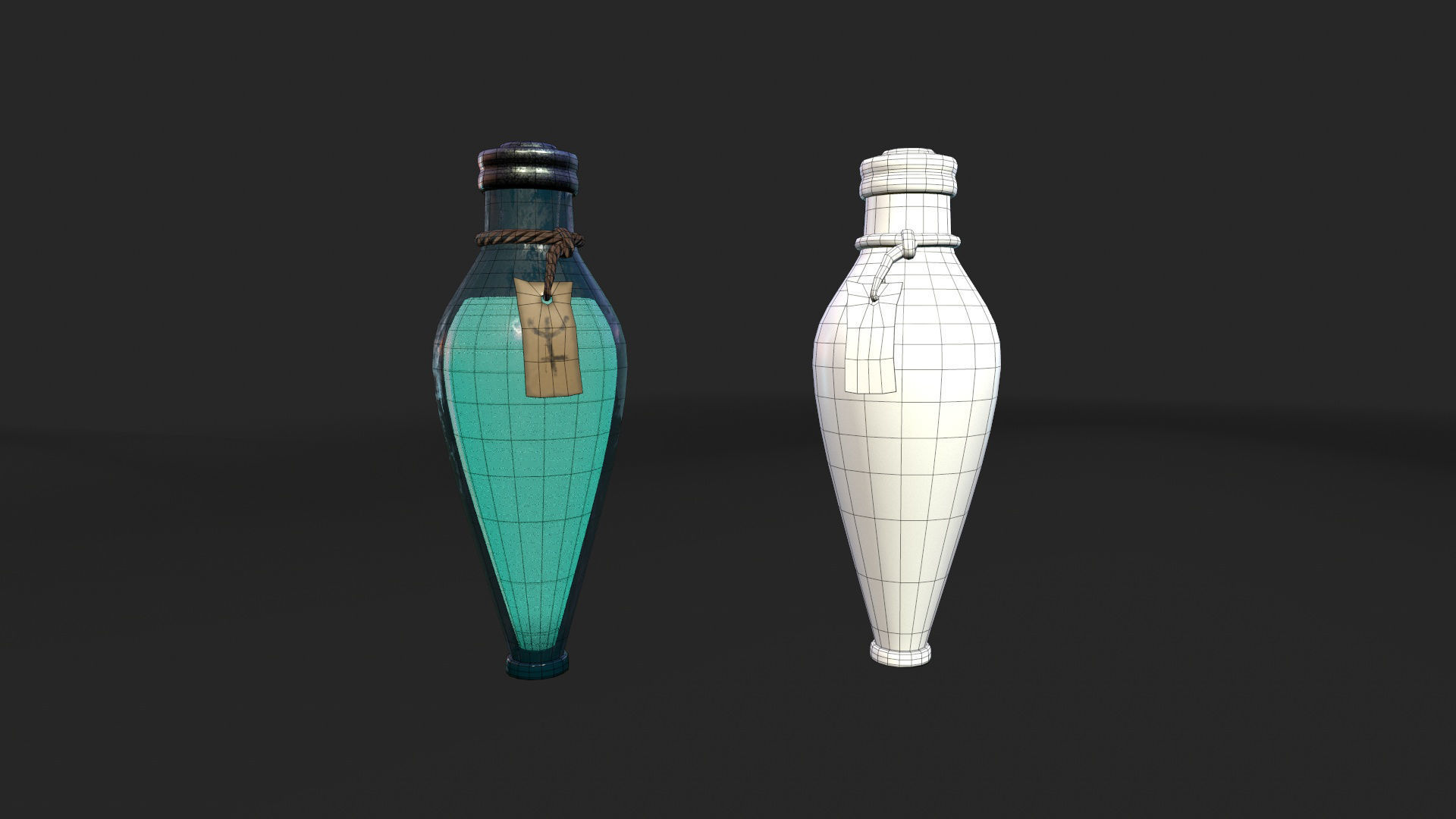 Stylized Alchemist Flasks 2 Low-poly 3D model_4