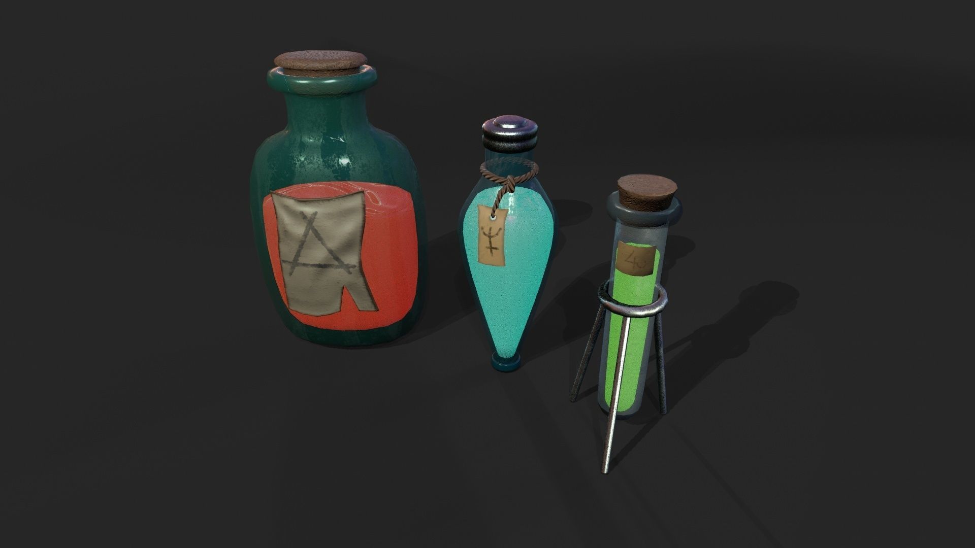 Stylized Alchemist Flasks 2 Low-poly 3D model_2