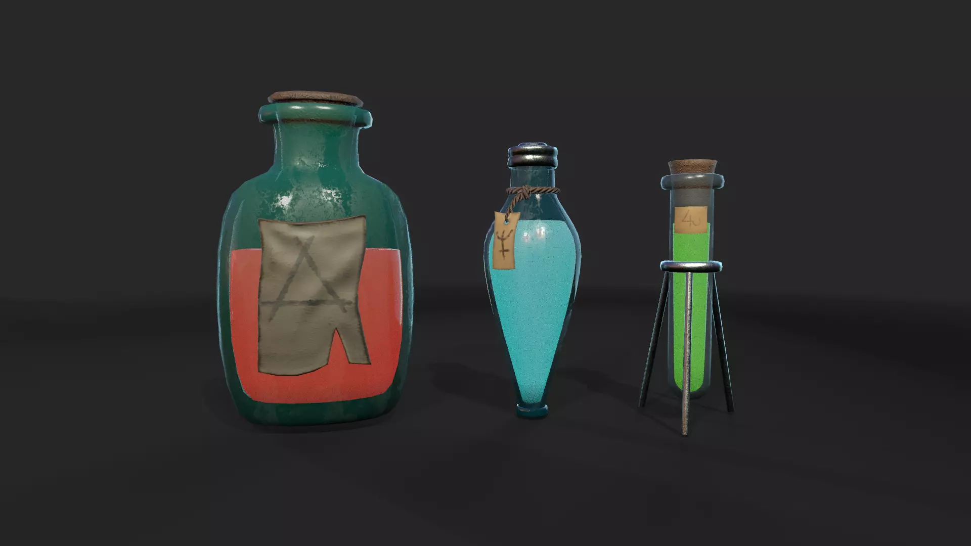 Stylized Alchemist Flasks 2 Low-poly 3D model_0