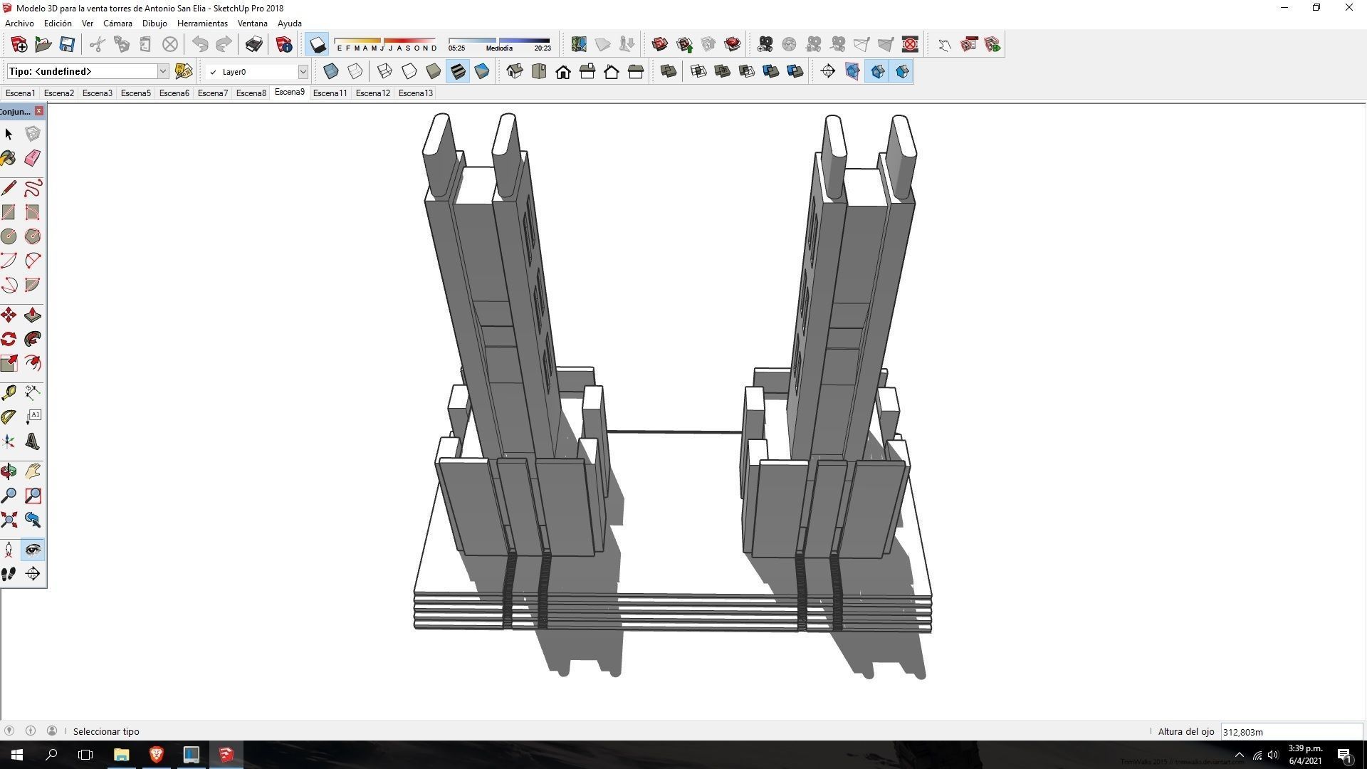 Futuristic Dreams of an Architect Antonio Sant Elia tower Low-poly 3D model_20