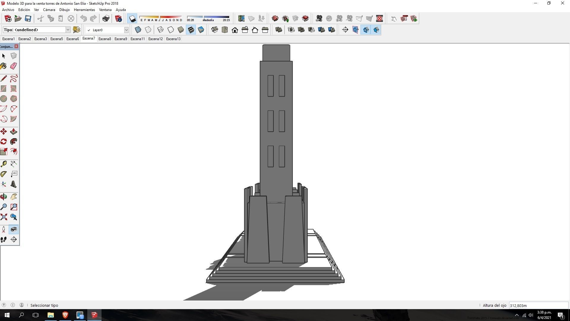 Futuristic Dreams of an Architect Antonio Sant Elia tower Low-poly 3D model_18