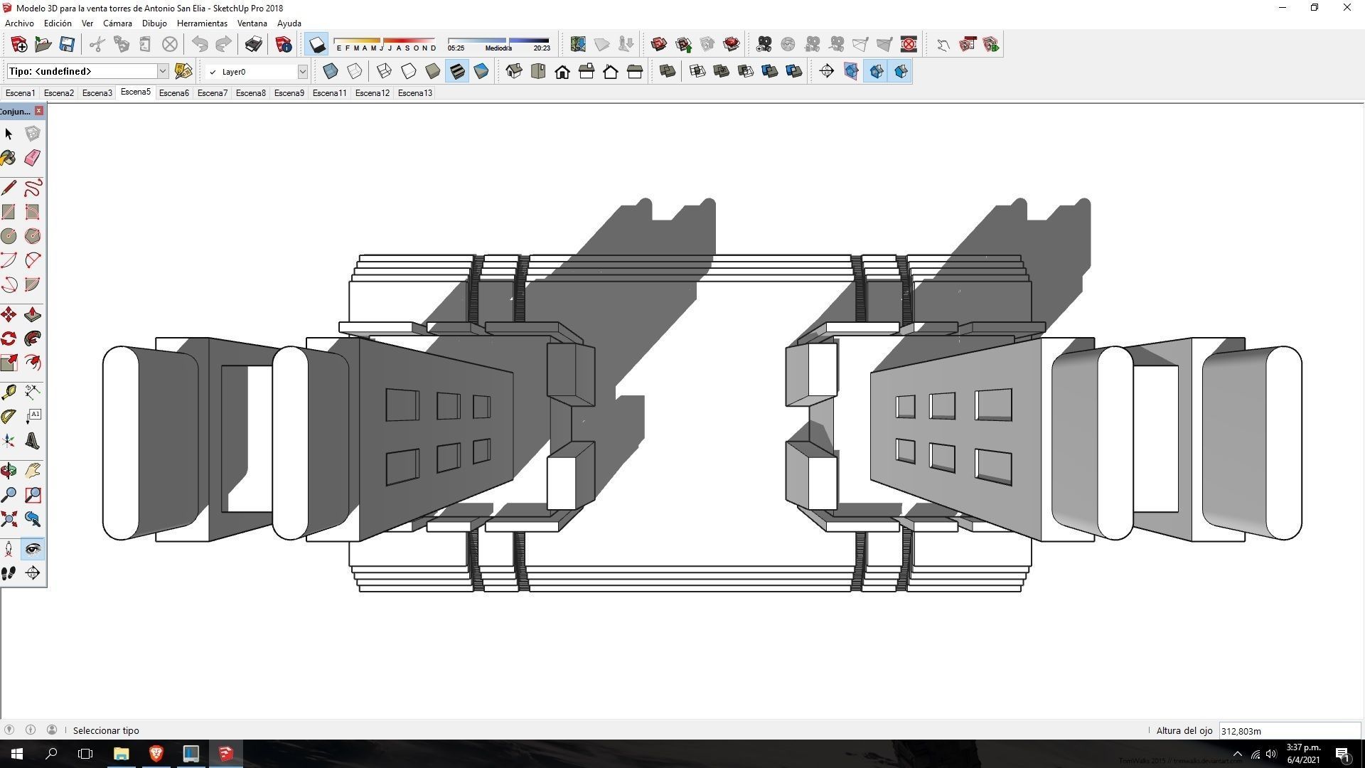 Futuristic Dreams of an Architect Antonio Sant Elia tower Low-poly 3D model_16