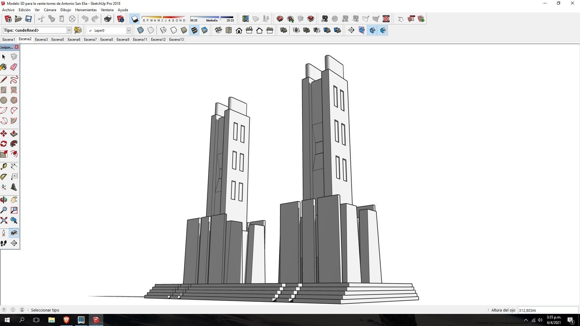 Futuristic Dreams of an Architect Antonio Sant Elia tower Low-poly 3D model_14