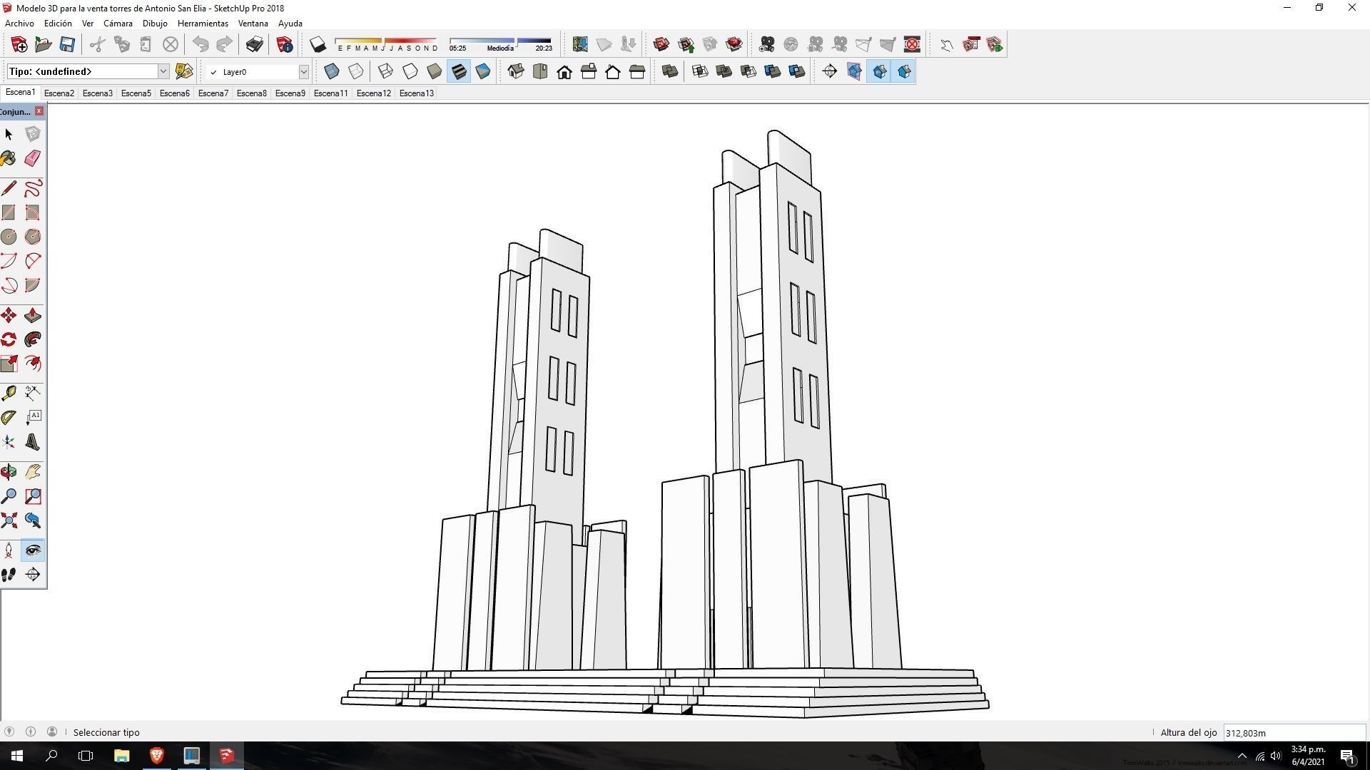 Futuristic Dreams of an Architect Antonio Sant Elia tower Low-poly 3D model_21