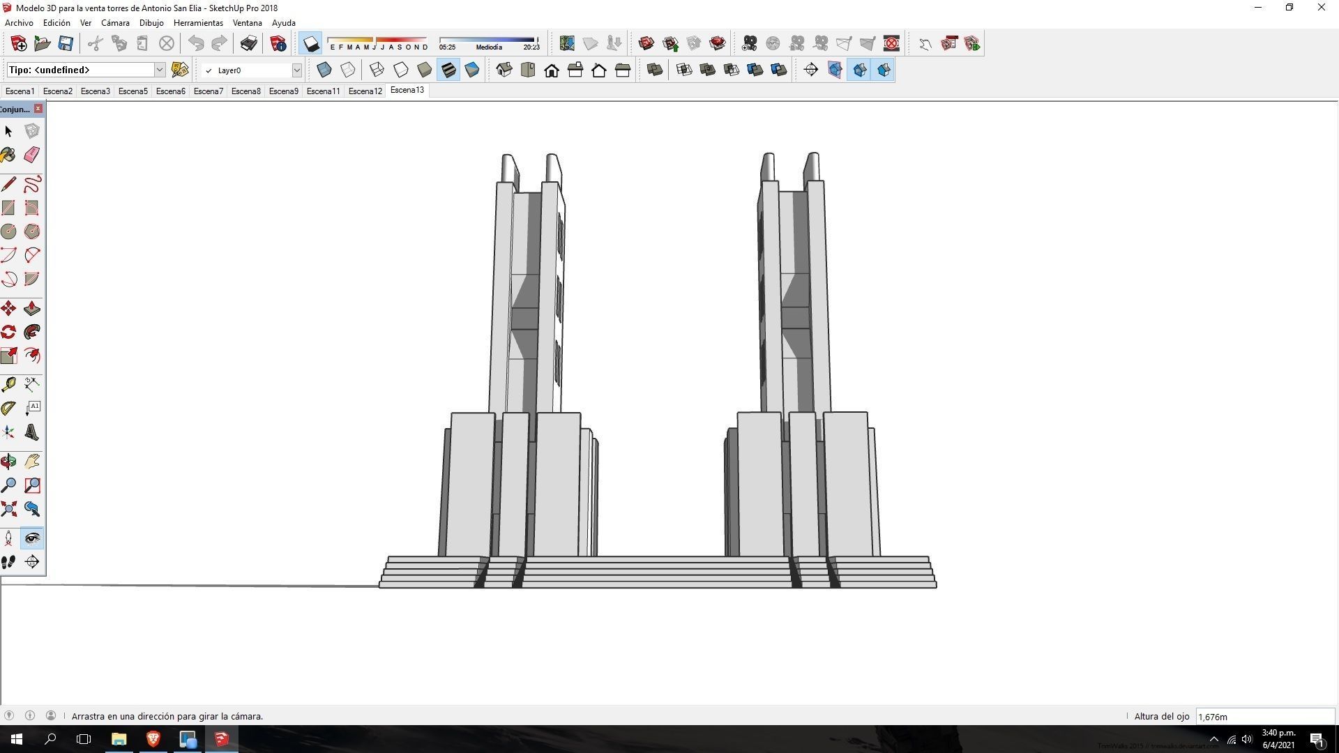 Futuristic Dreams of an Architect Antonio Sant Elia tower Low-poly 3D model_19
