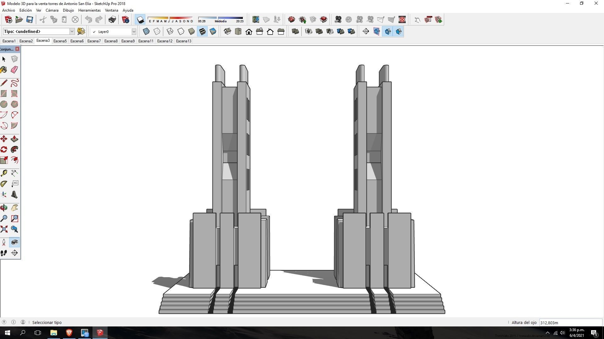 Futuristic Dreams of an Architect Antonio Sant Elia tower Low-poly 3D model_15