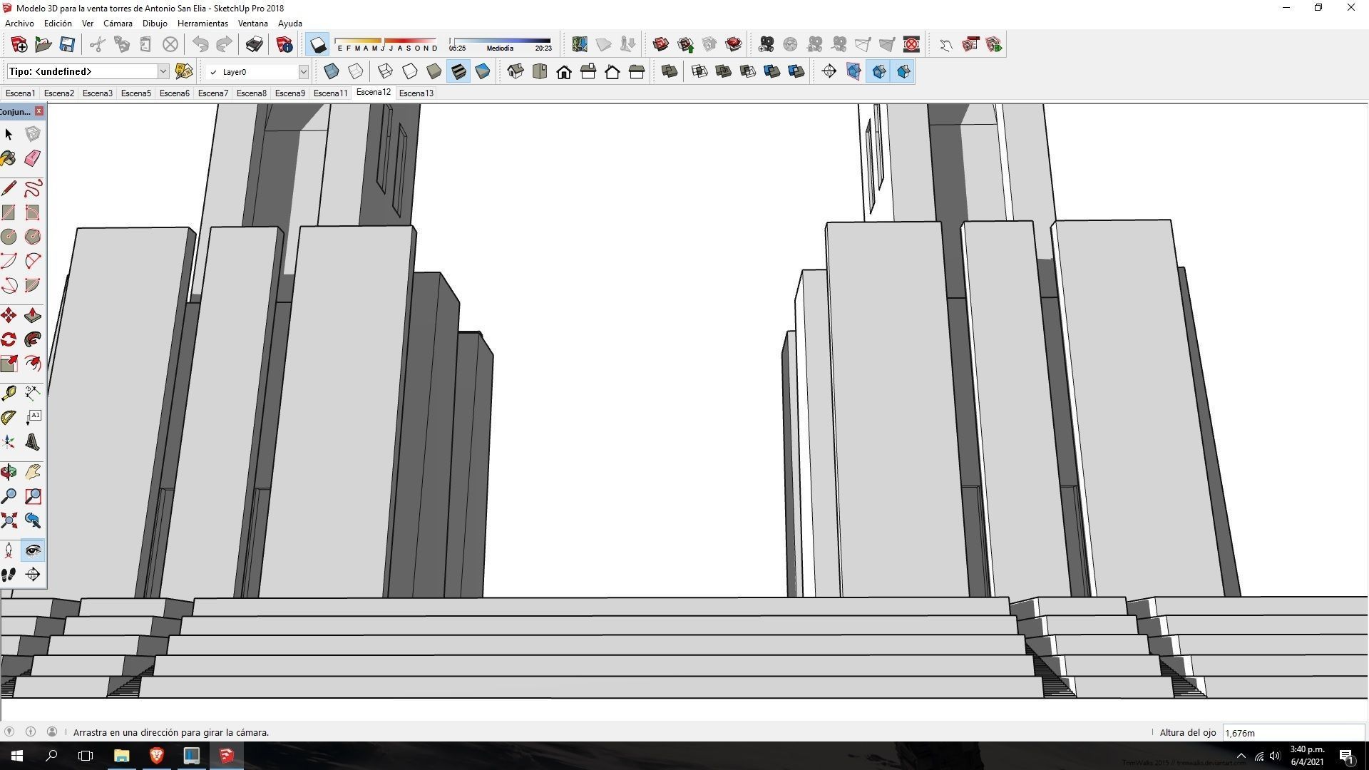 Futuristic Dreams of an Architect Antonio Sant Elia tower Low-poly 3D model_13