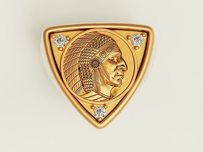 Man Indian ring Silver Gold  Print 3D print model
