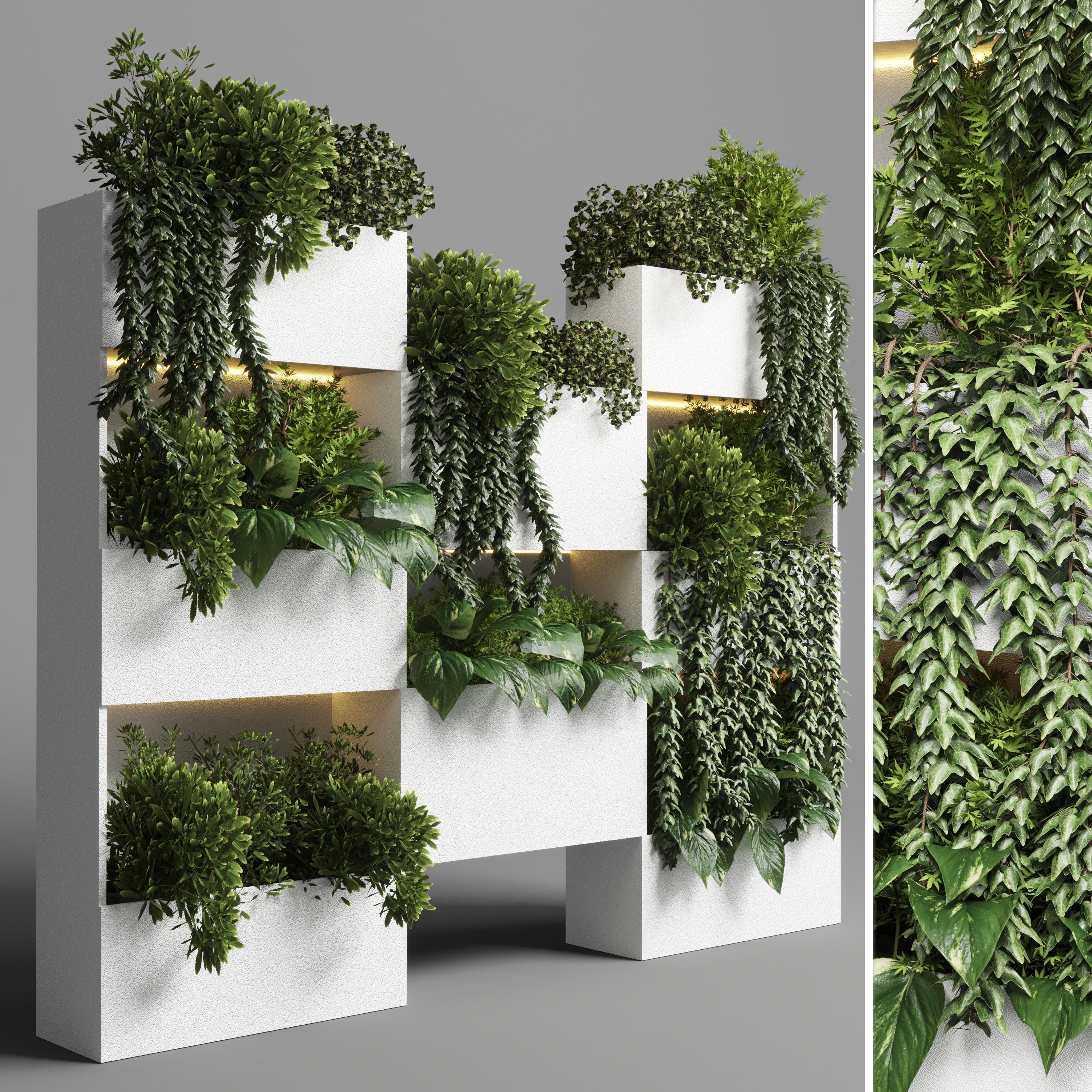 Collection Indoor plant-plant stand concrete vase 05 Low-poly 3D model_1