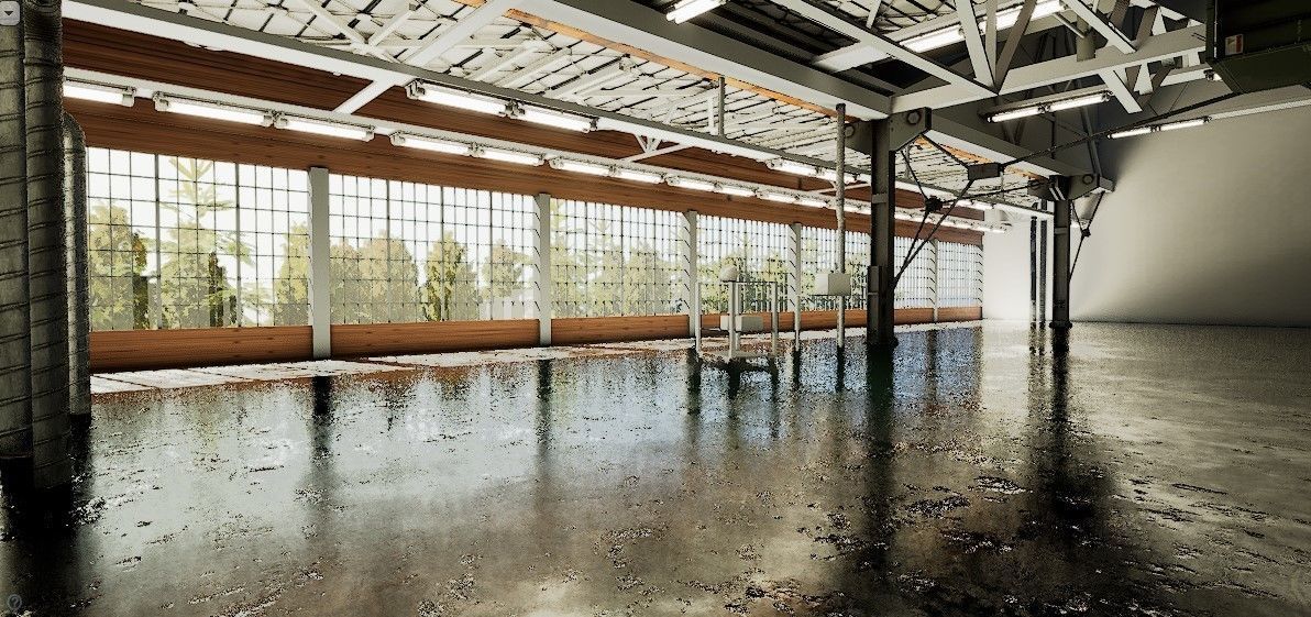 warehouse empty with concrete floor and windows Low-poly 3D model_6