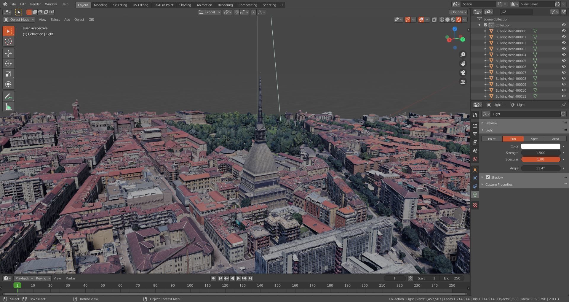 Turin old town Center Italy With texture Low-poly 3D model_4