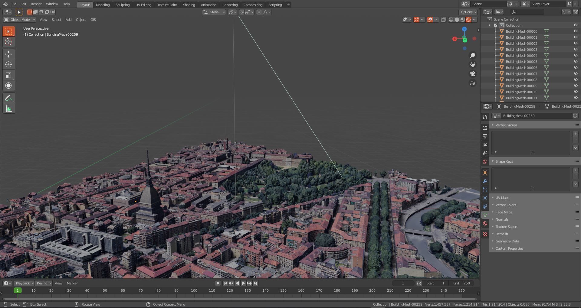 Turin old town Center Italy With texture Low-poly 3D model_11