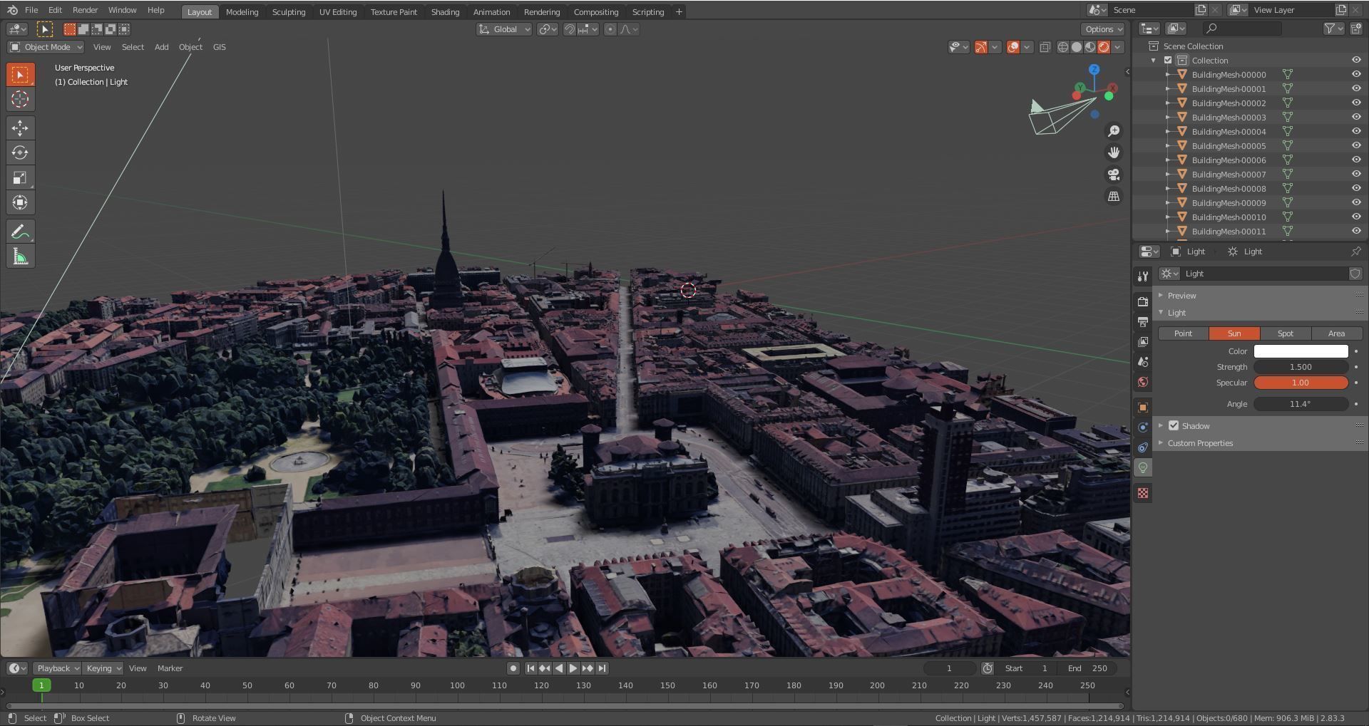 Turin old town Center Italy With texture Low-poly 3D model_1