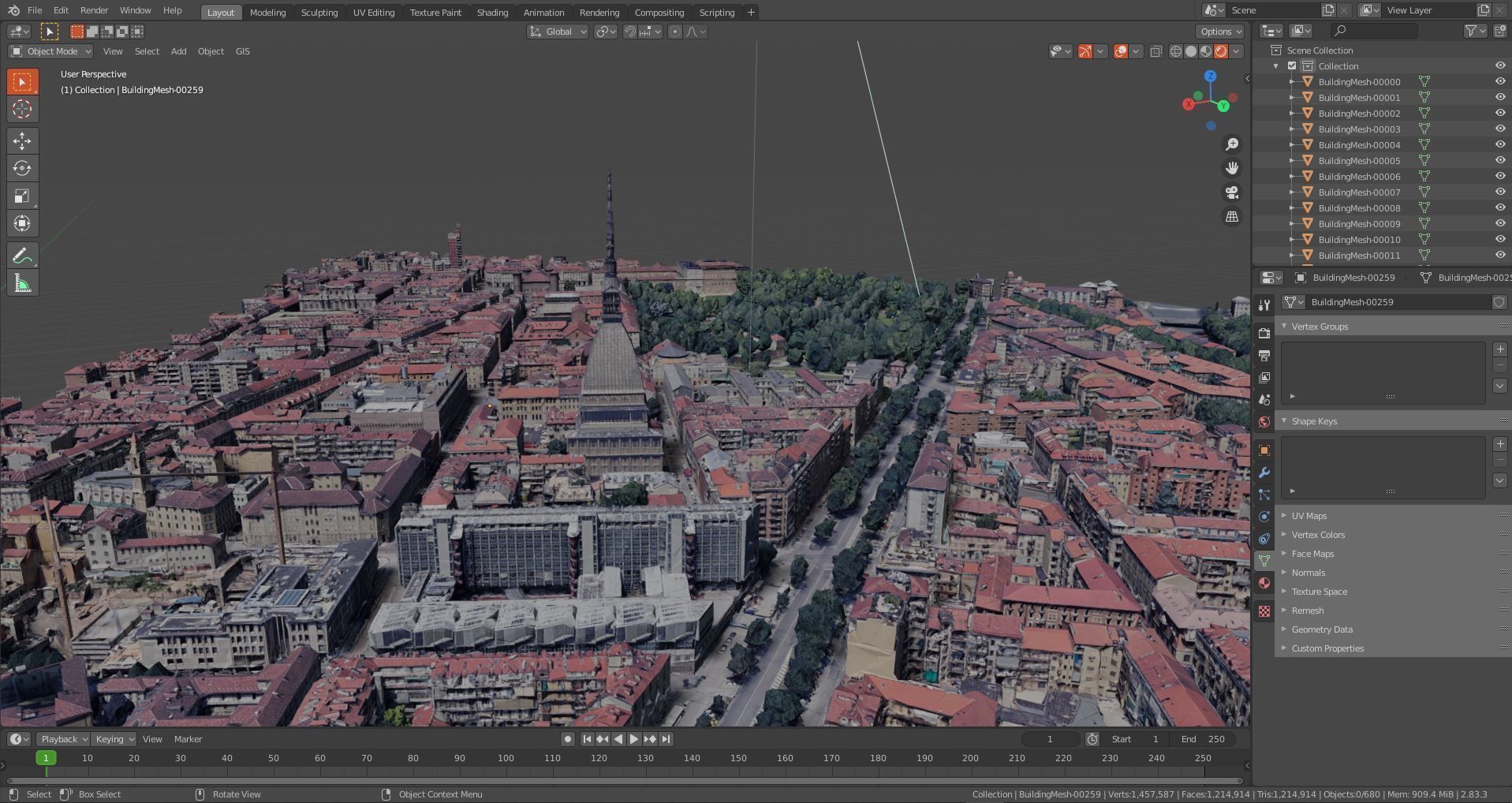 Turin old town Center Italy With texture Low-poly 3D model_6
