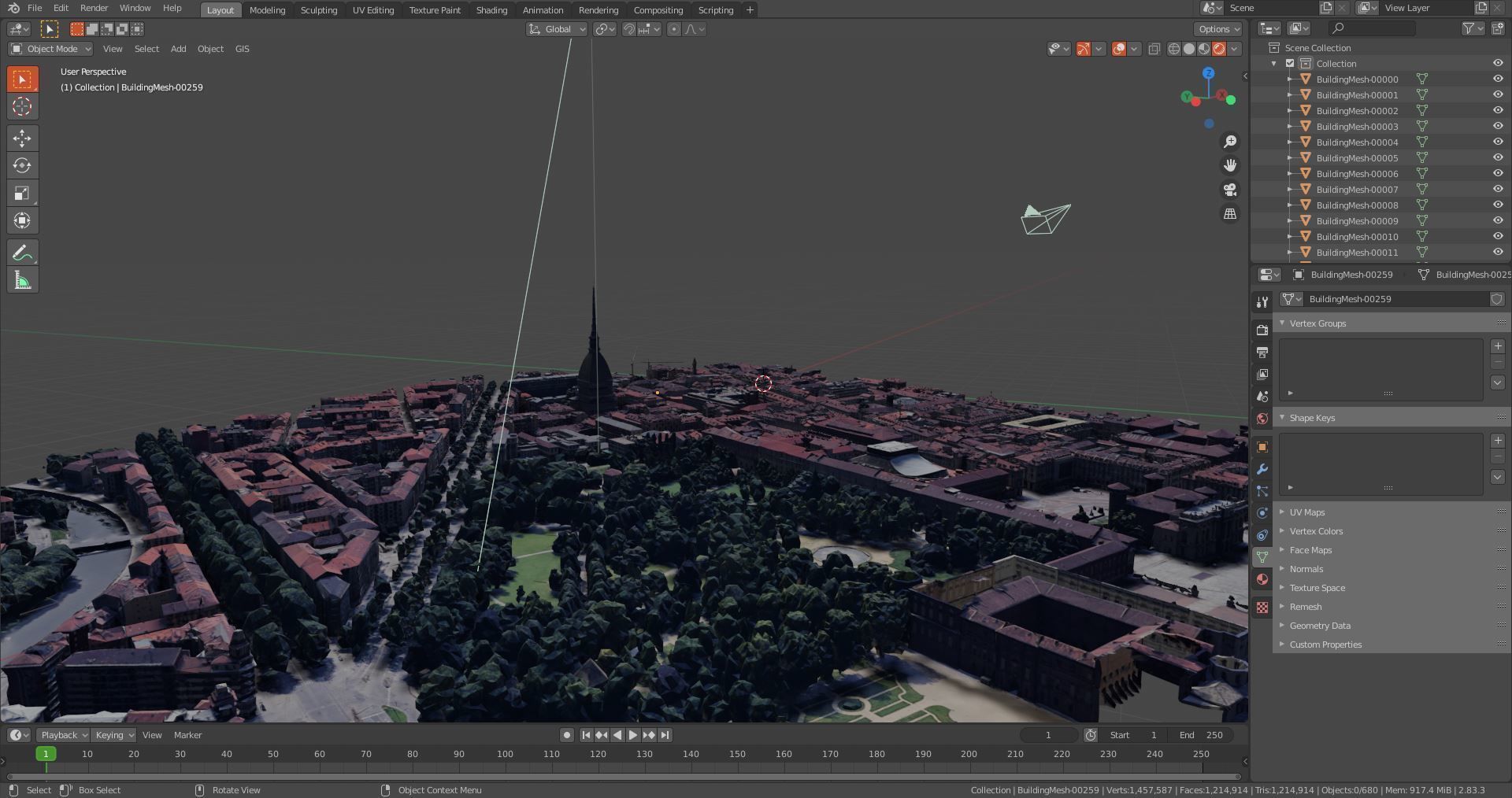Turin old town Center Italy With texture Low-poly 3D model_10
