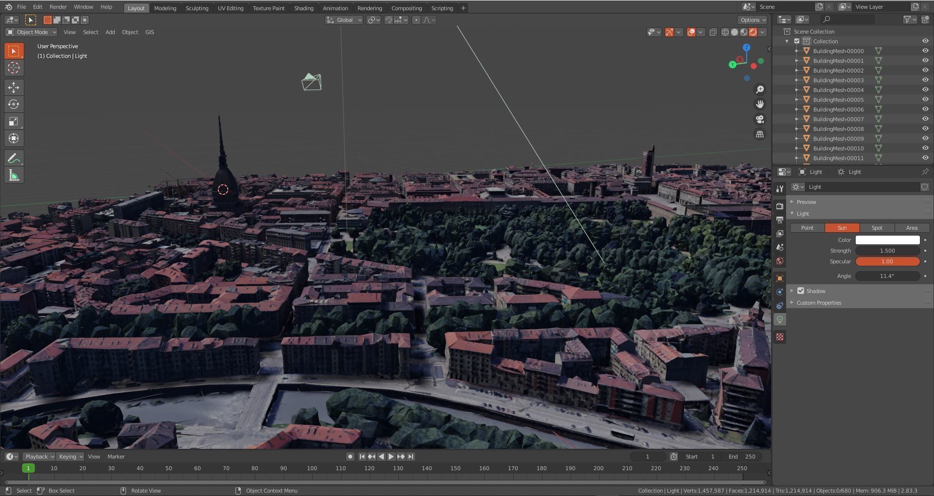 Turin old town Center Italy With texture Low-poly 3D model_5