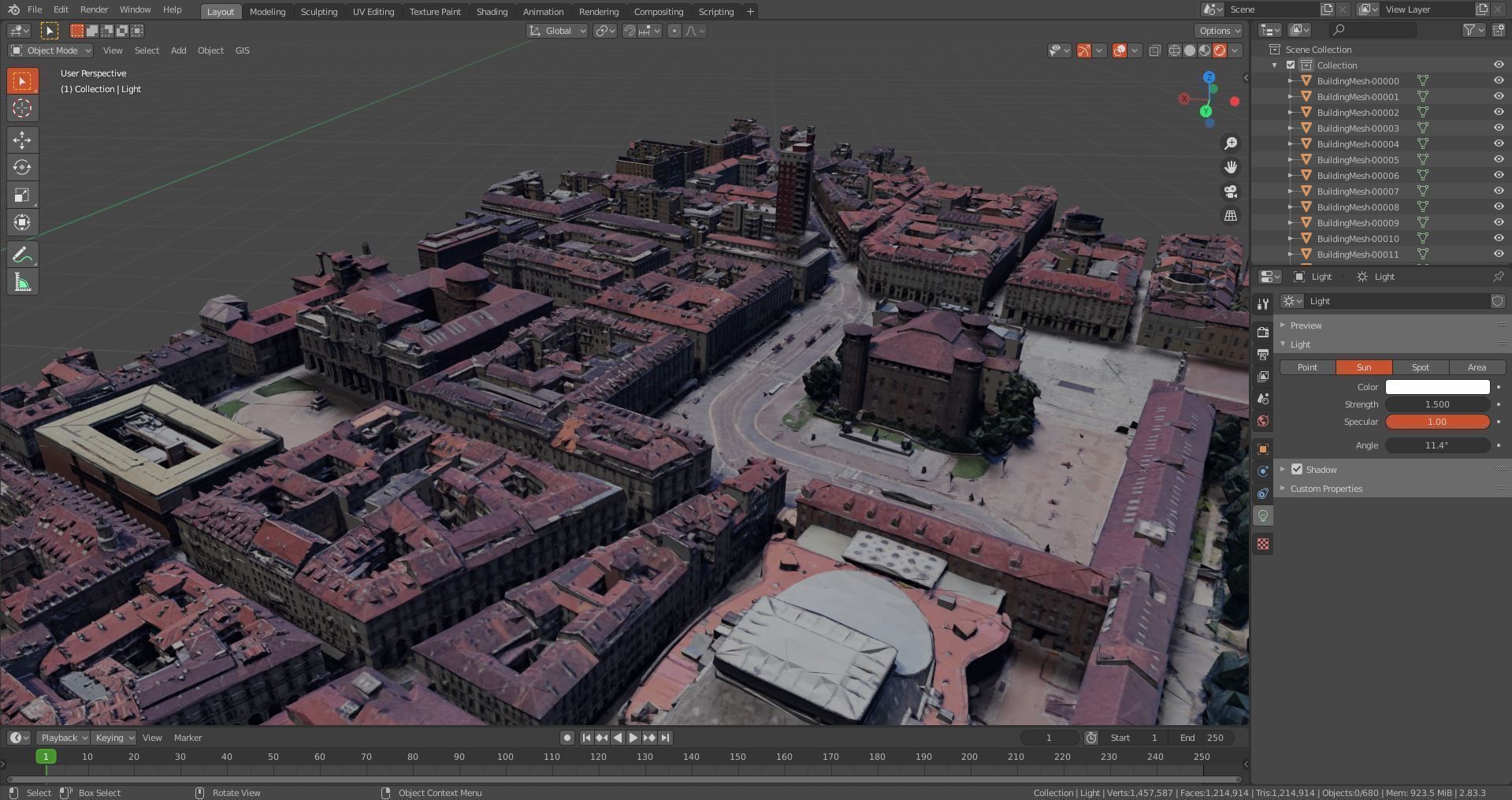 Turin old town Center Italy With texture Low-poly 3D model_2