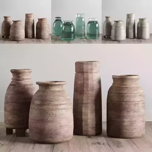 Indian wood vessel collection Grand vase